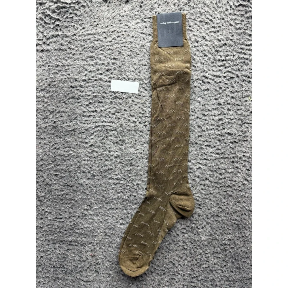 NWT Ermenegildo Zegna Iconic Triple X Knee Socks Bronze One Size Unisex